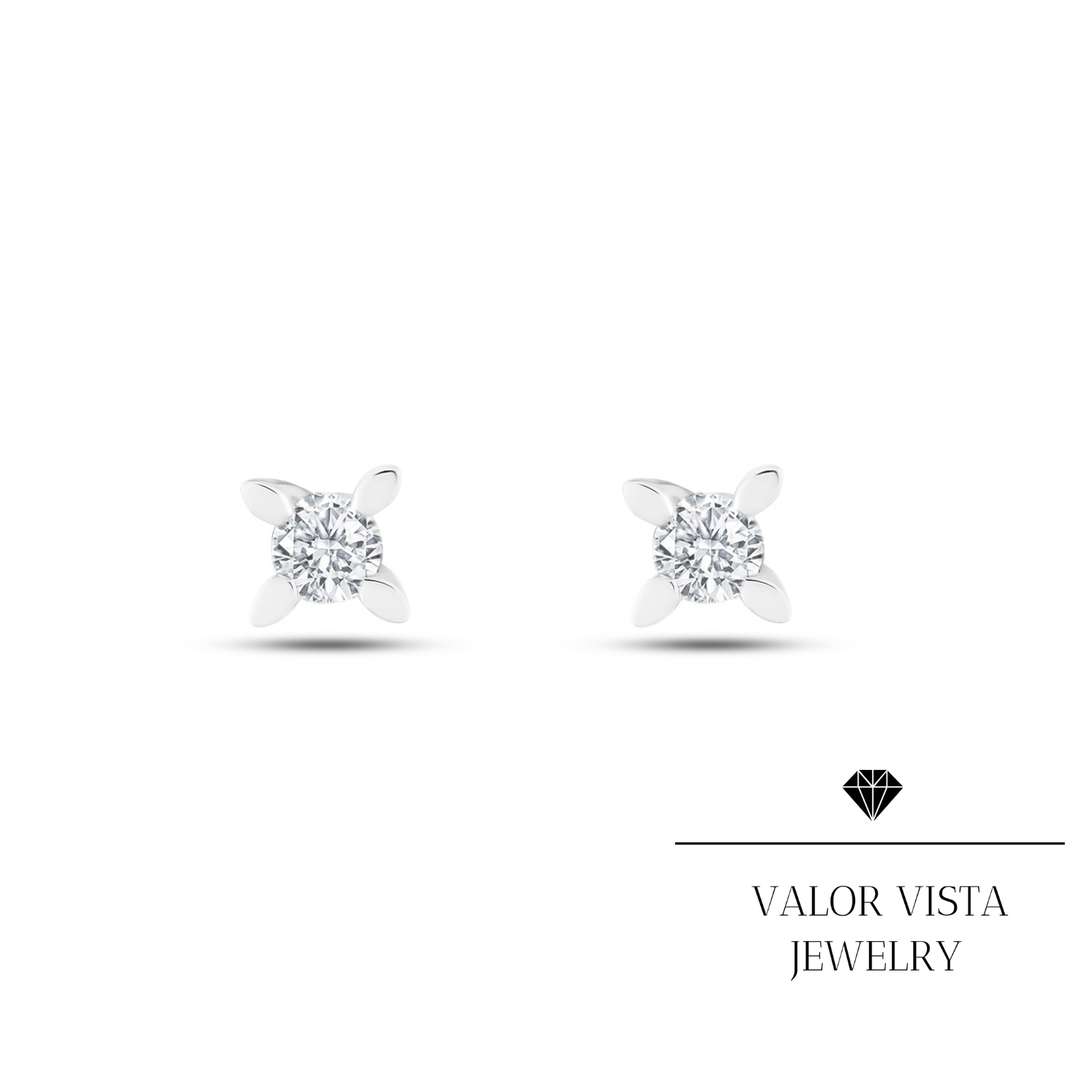 Round Diamond Stud Earring 14k Gold