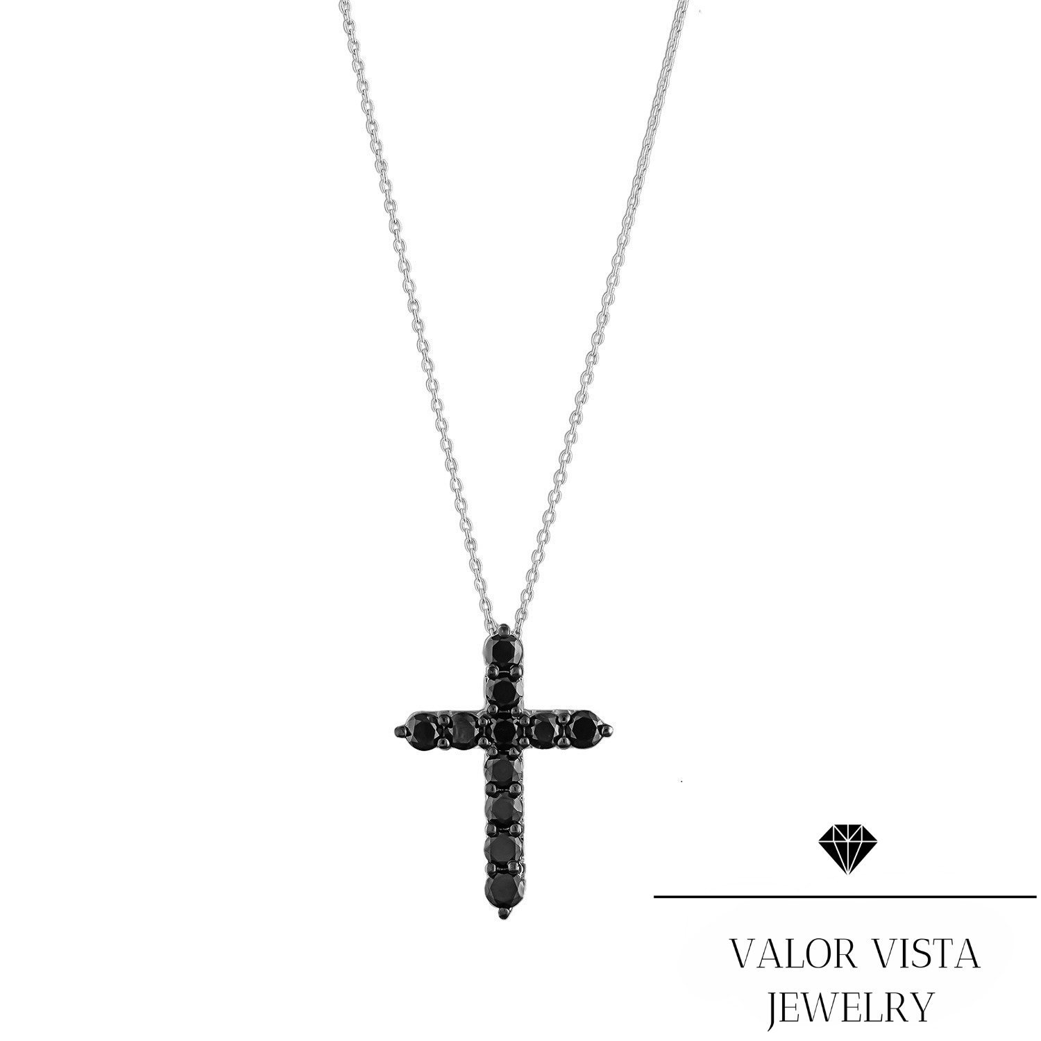 1.80 ct. Black Diamond Cross Necklace 14k Gold