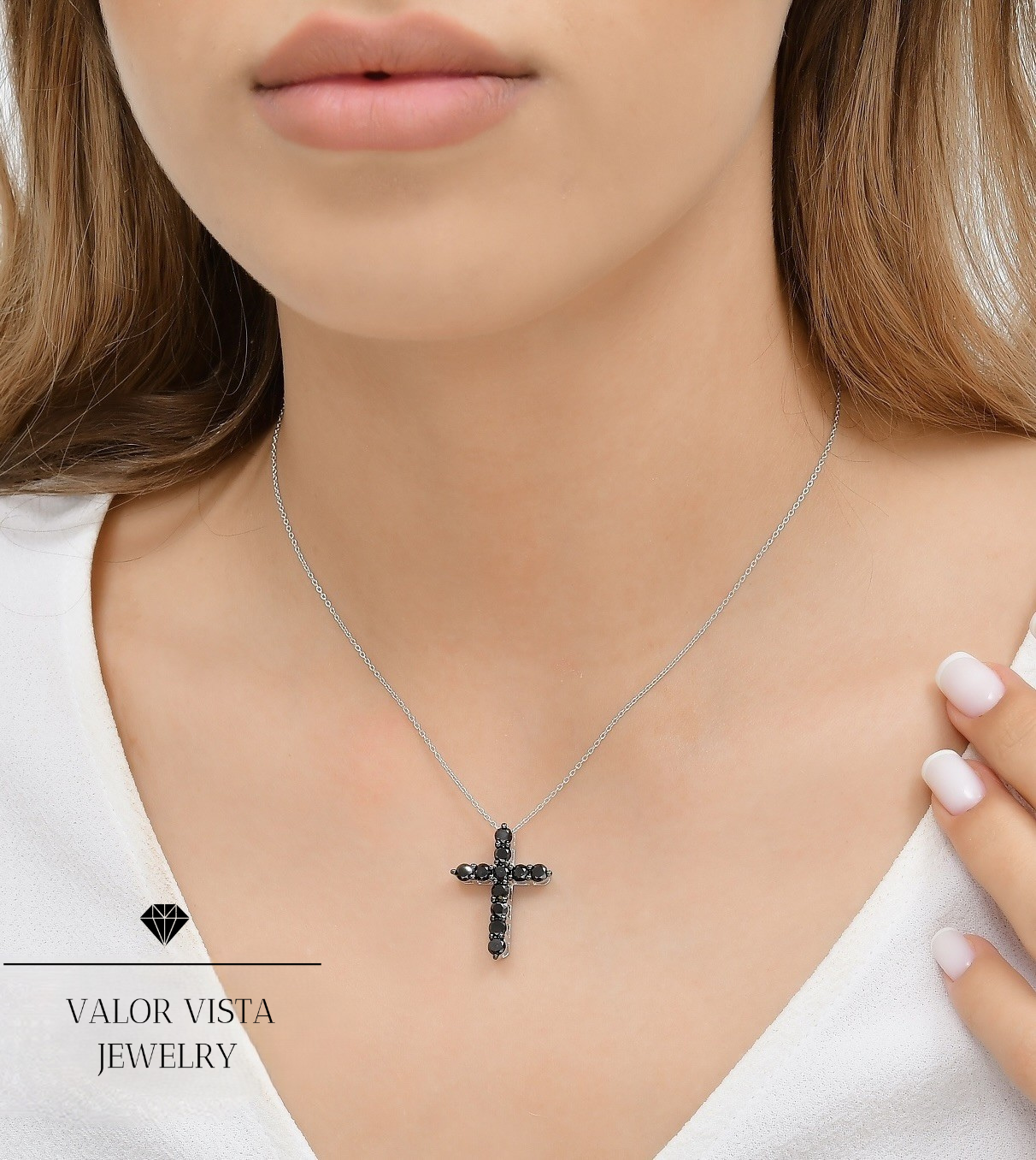 1.80 ct. Black Diamond Cross Necklace 14k Gold