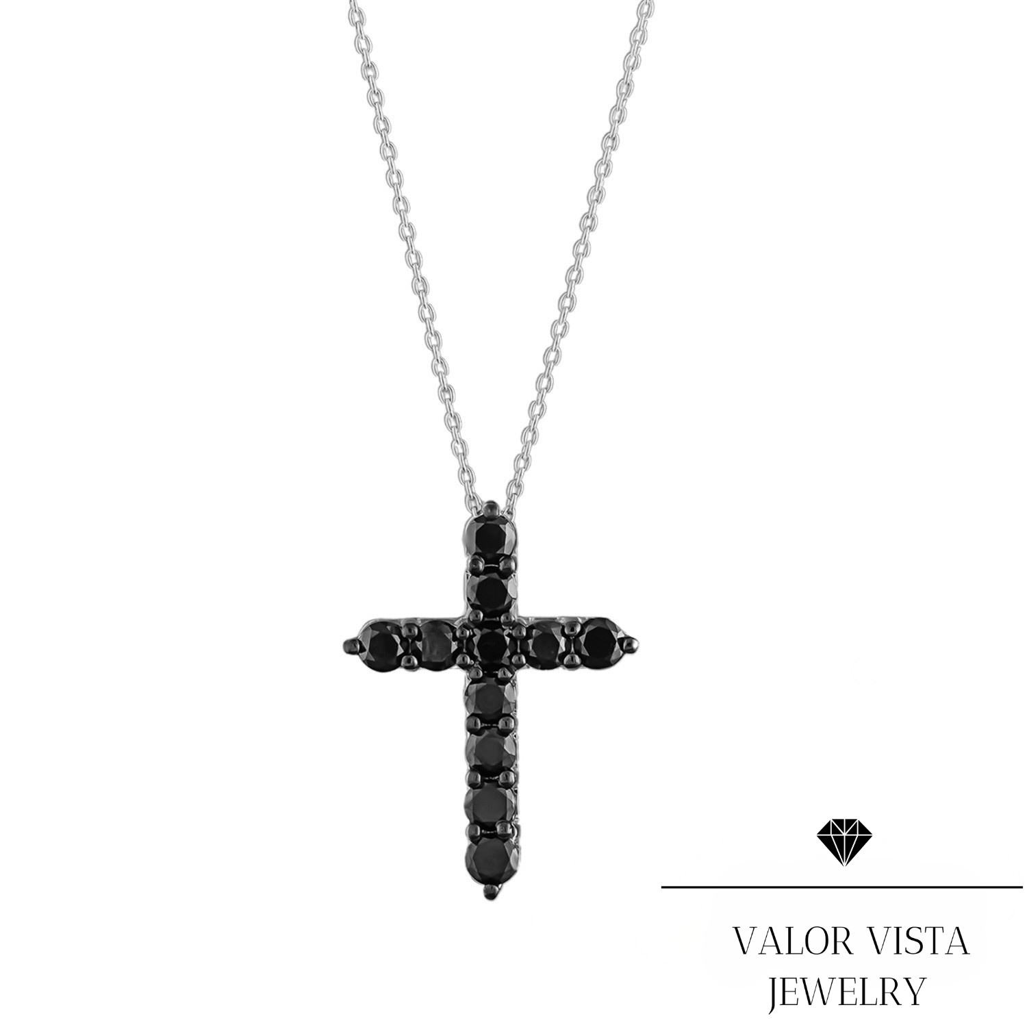 1.80 ct. Black Diamond Cross Necklace 14k Gold