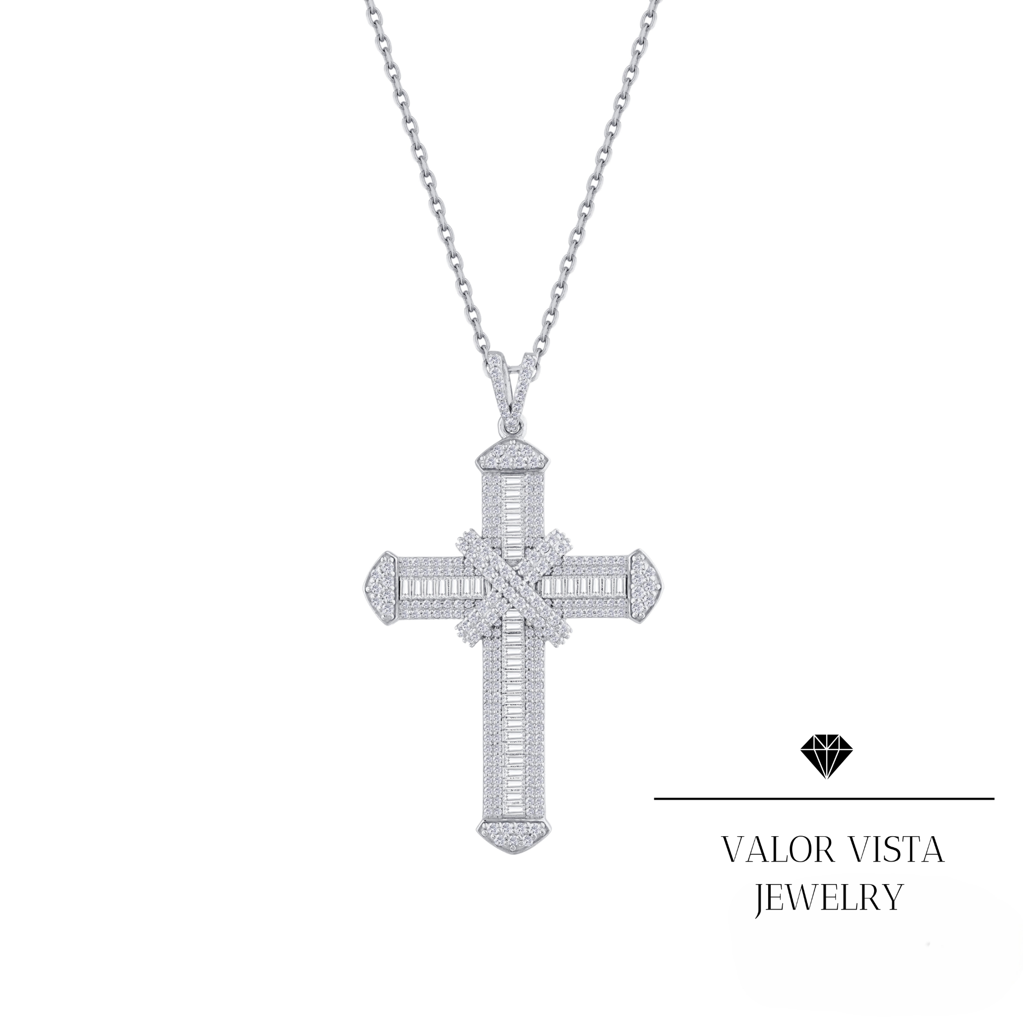 1.50 ct.Diamond Cross Necklace 14k Gold