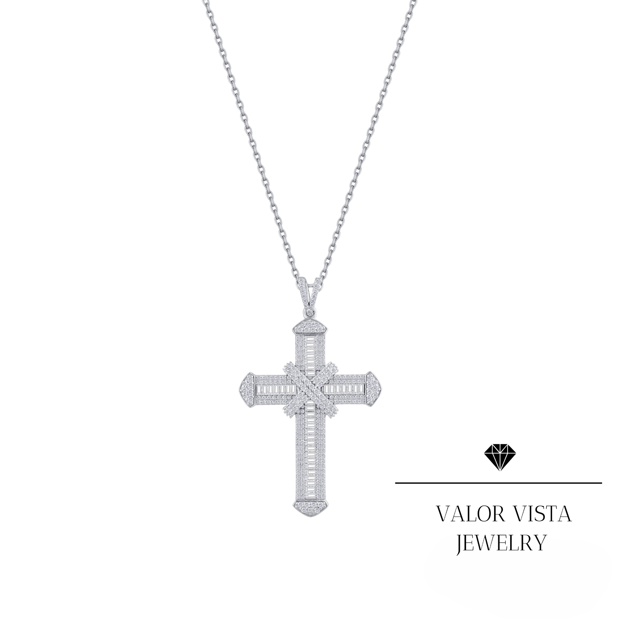 1.50 ct.Diamond Cross Necklace 14k Gold