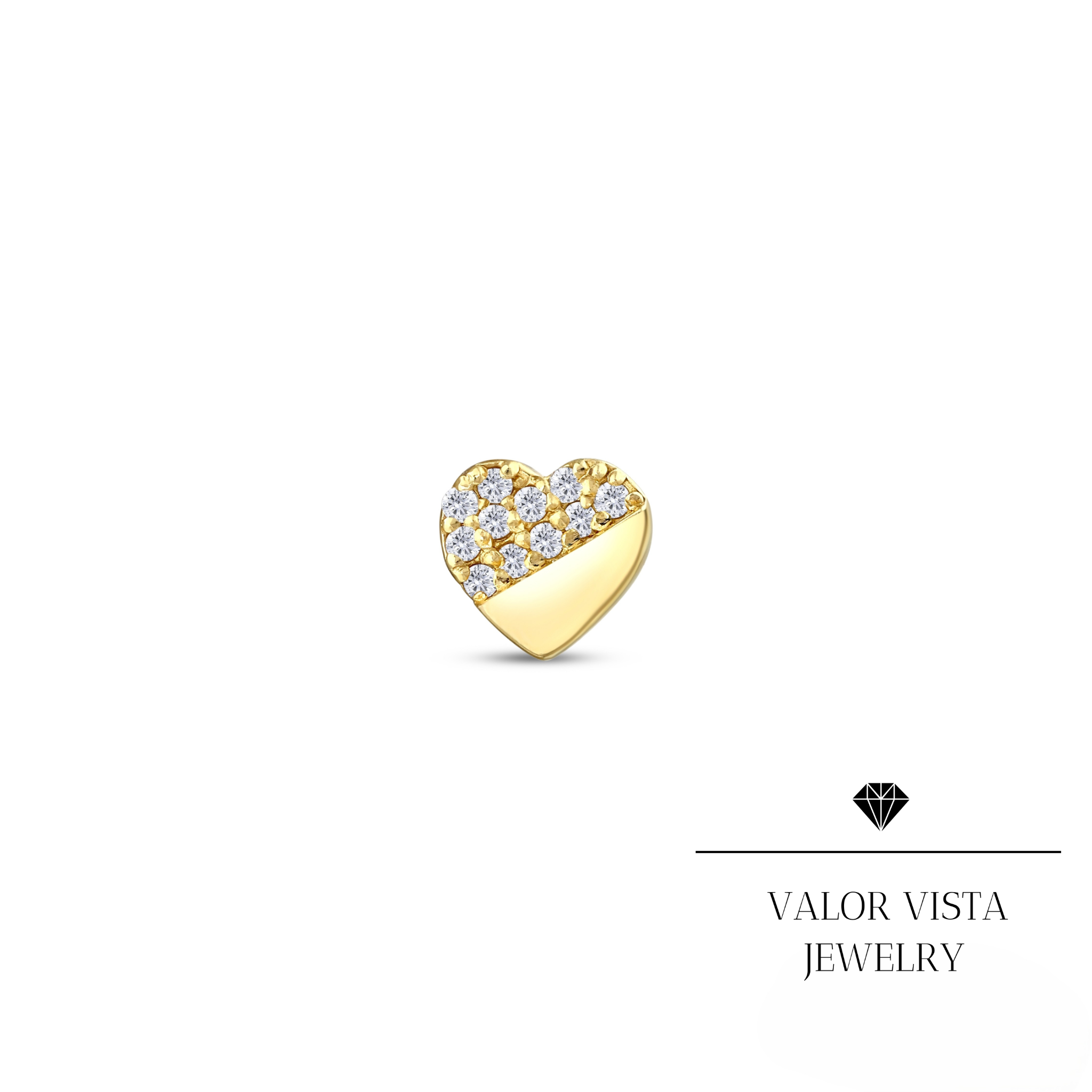 Heart Diamond Helix Piercing 14k Gold