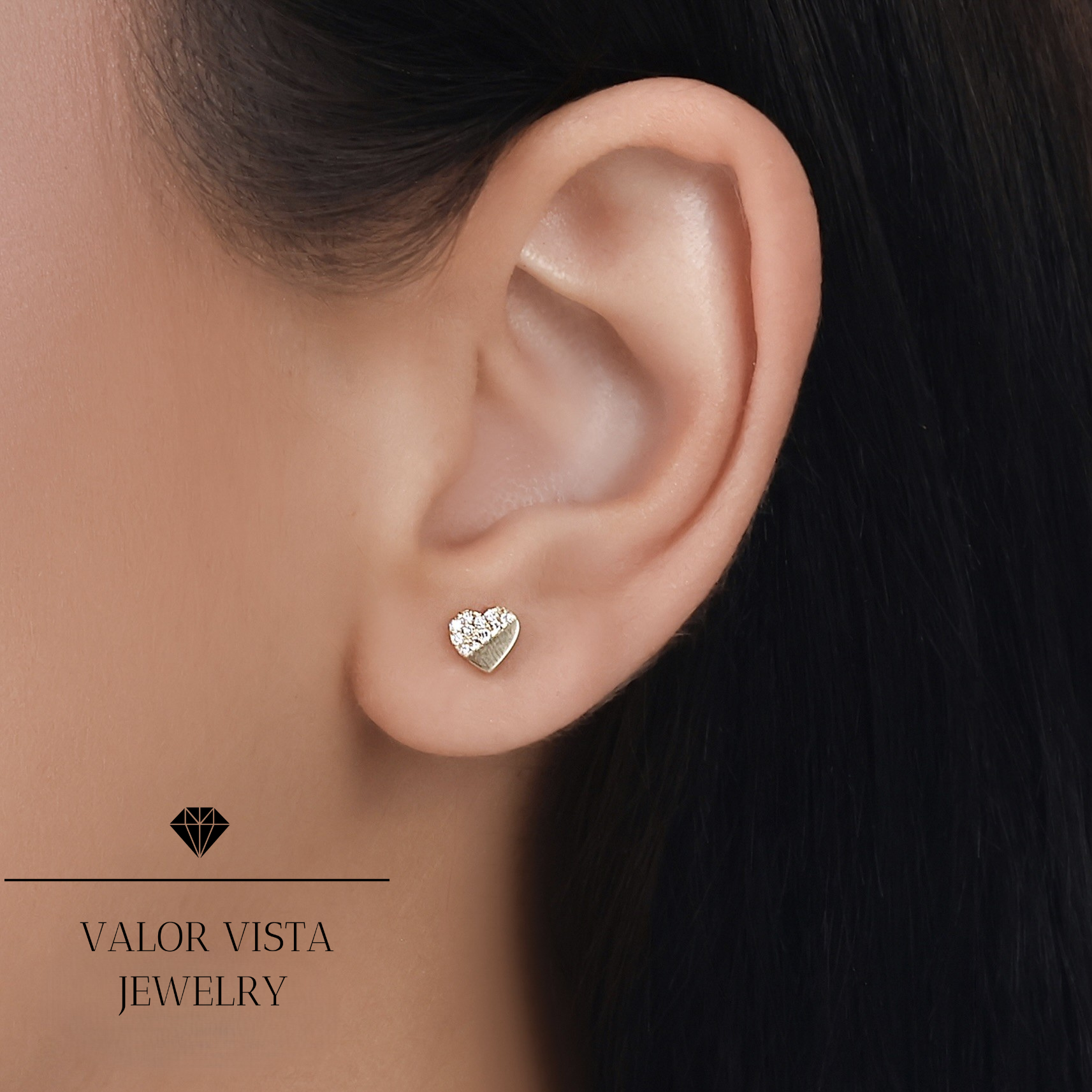 Heart Diamond Helix Piercing 14k Gold