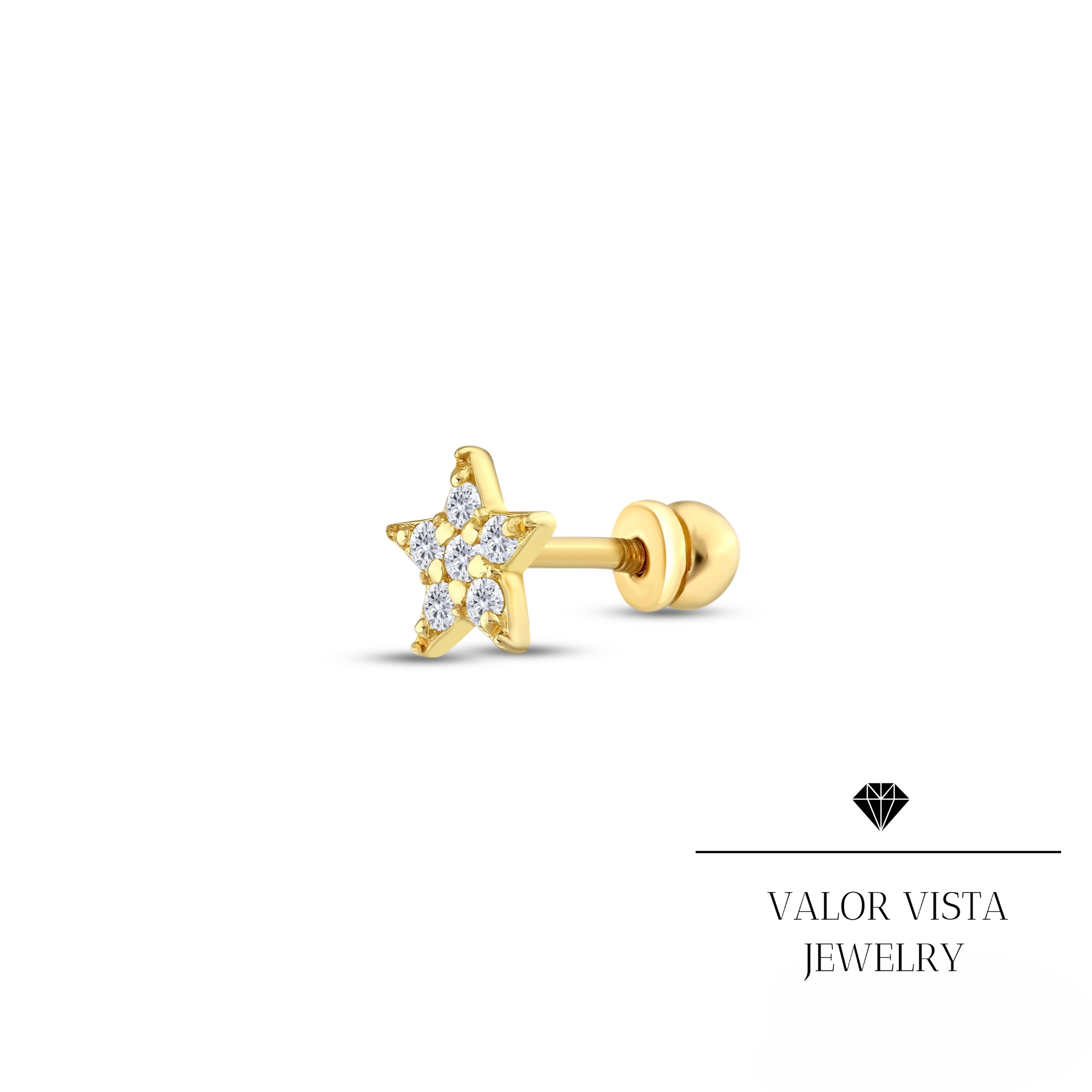 Star Diamond Helix Piercing 14k Gold