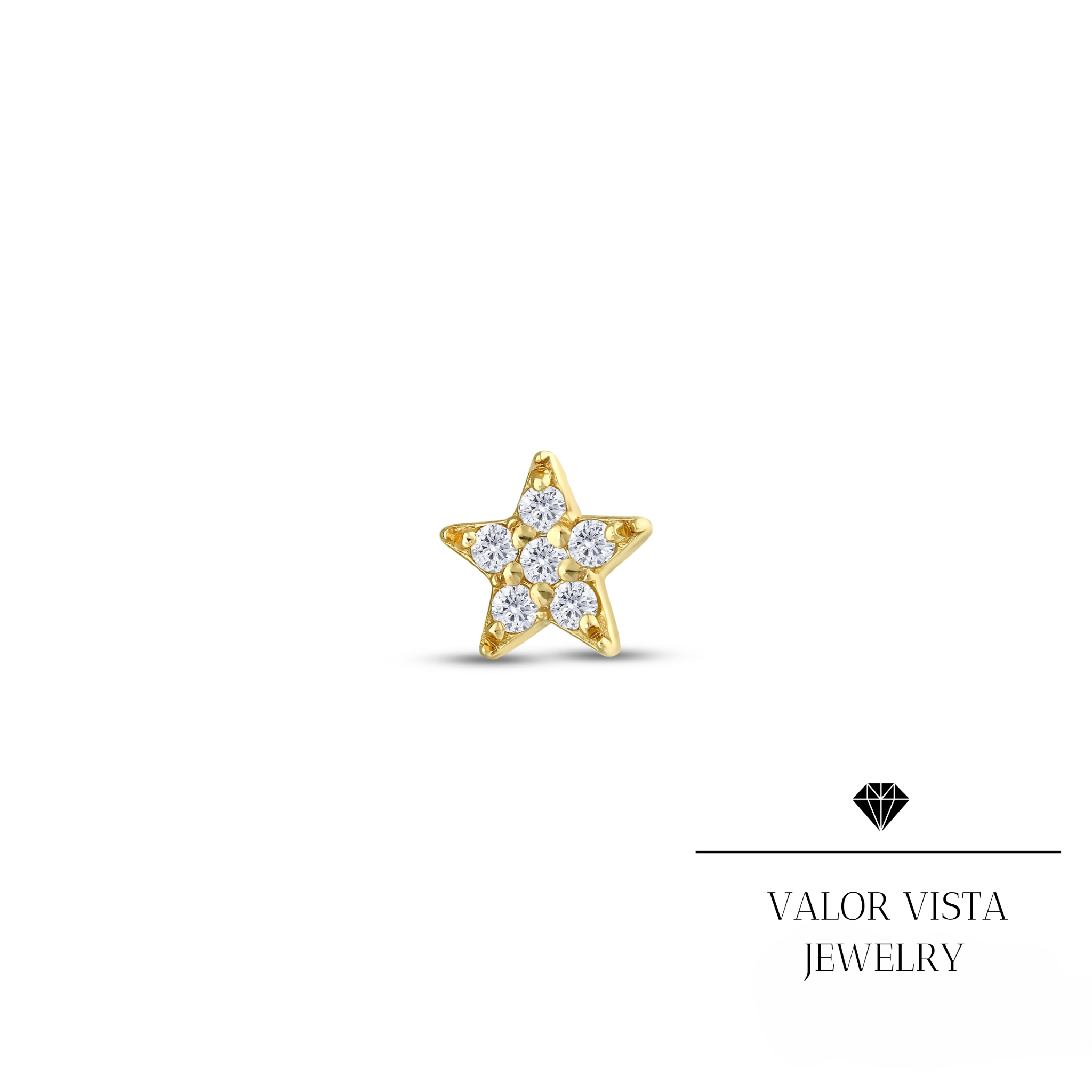 Star Diamond Helix Piercing 14k Gold