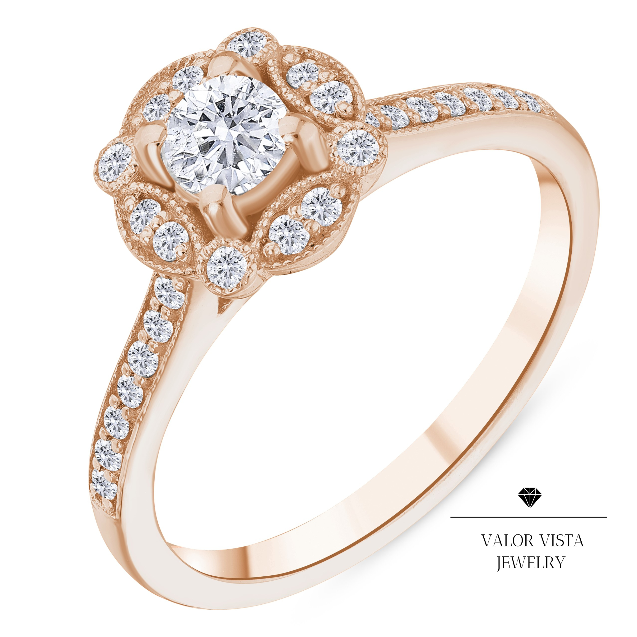 0.50 Ct. Natural Diamond Vintage Design ''Celestia'' Ring in 18K Gold